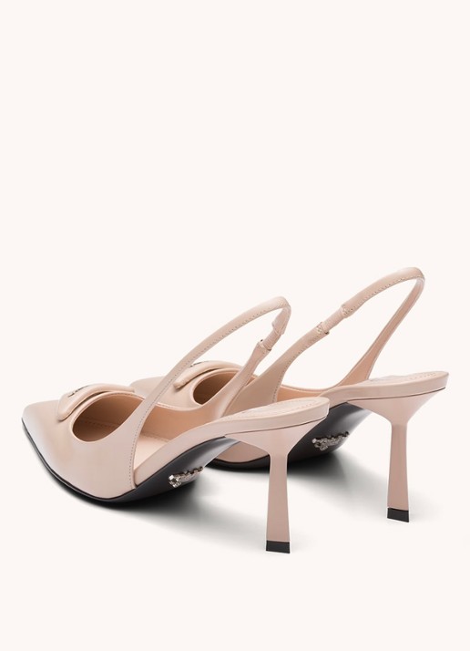 Prada Slingback van leer met logo - detail 5 lichtroze