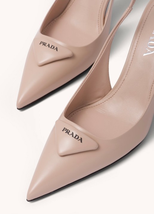 Prada Slingback van leer met logo - detail 6 lichtroze