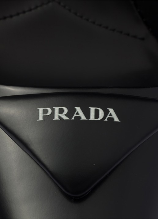 Prada Slingback van leer met logo - detail 7 zwart