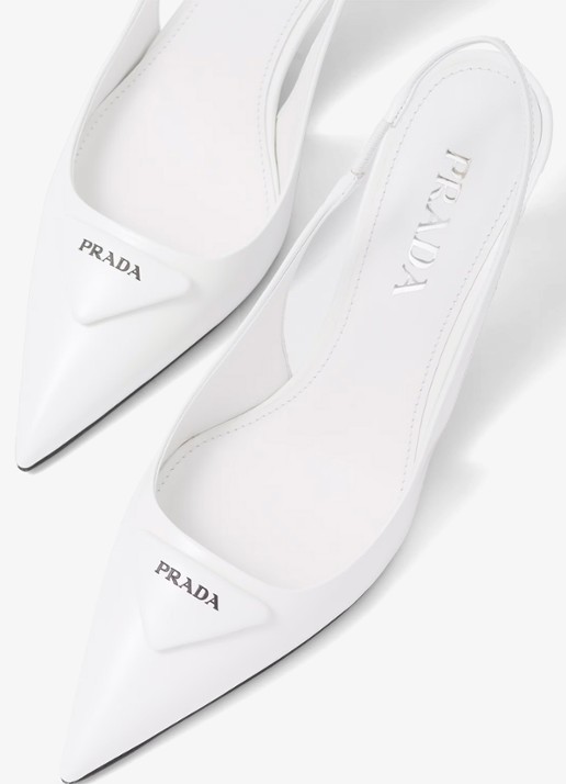 Prada Slingback van leer met logo - detail 4 wit