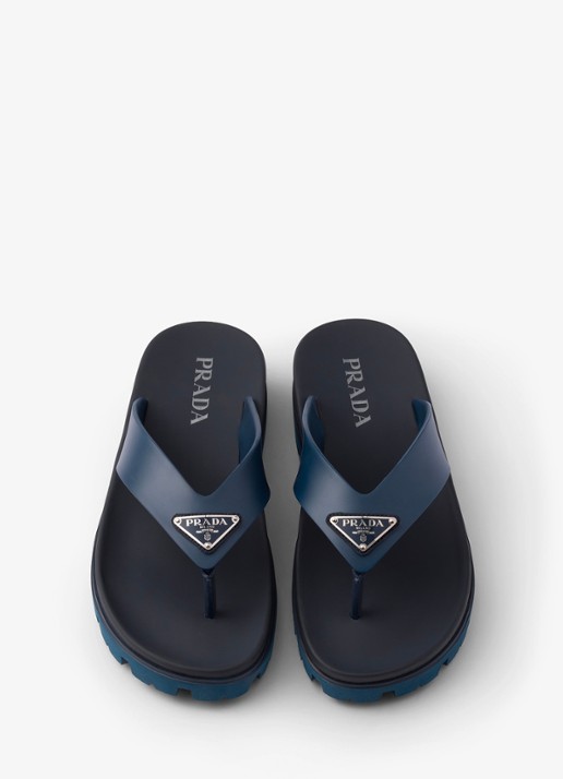 Prada Slipper met logo - detail 4 donkerblauw