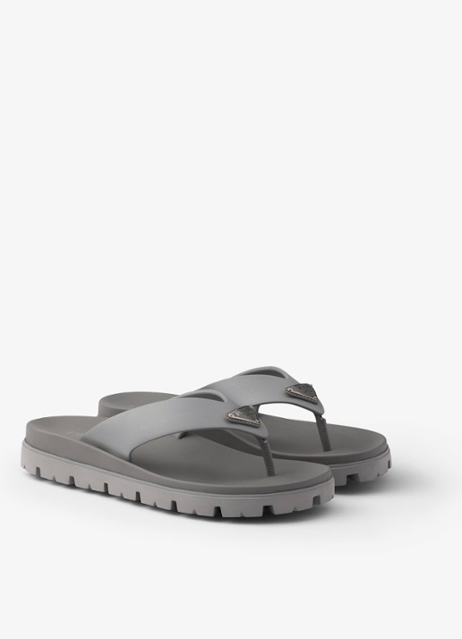 Prada Slipper met logo - voorkant 2 grijs