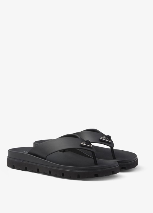 Prada Slipper met logo - voorkant 3 zwart