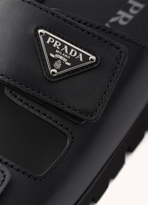 Prada Slipper van kalfsleer - detail 5 zwart