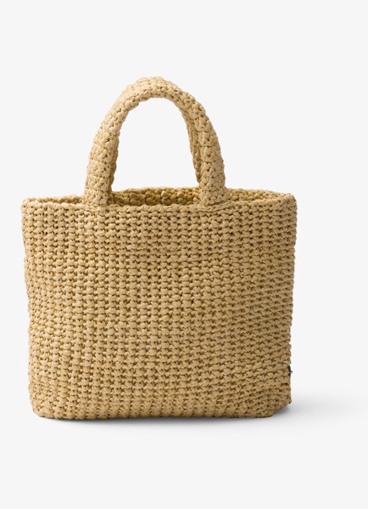 Prada Small handtas van crochet met logo - achterkant 7 beige