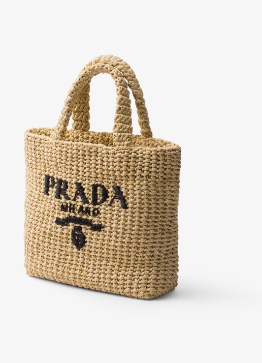 Prada Small handtas van crochet met logo - detail 3 beige