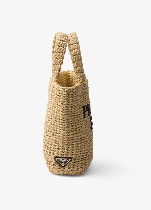 Prada Small handtas van crochet met logo - detail 5 beige