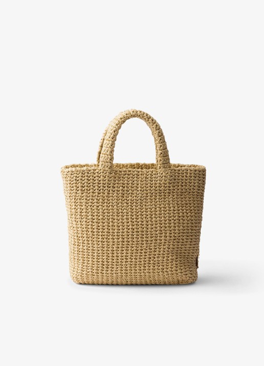 Prada Small handtas van crochet met logo - achterkant 3 lichtbruin