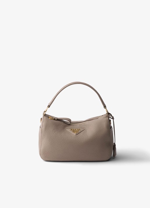 Prada Small handtas van kalfsleer - voorkant taupe