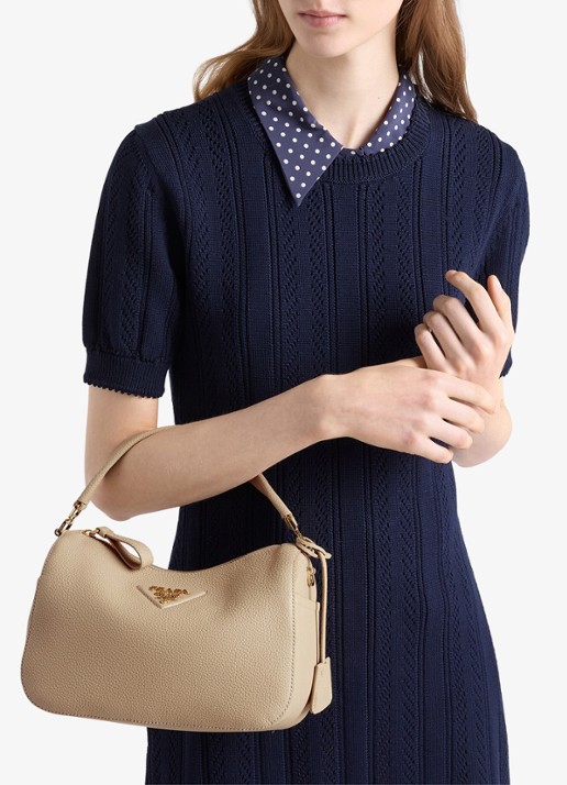 Prada Small handtas van kalfsleer - voorkant 3 beige