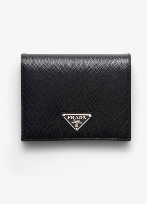 Prada Small portemonnee van kalfsleer  - voorkant 5 diepzwart