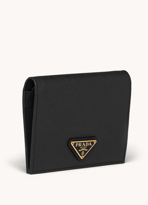 Prada Small portemonnee van kalfsleer  - voorkant 2 zwart