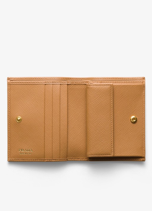 Prada Small portemonnee van kalfsleer  - voorkant 2 camel