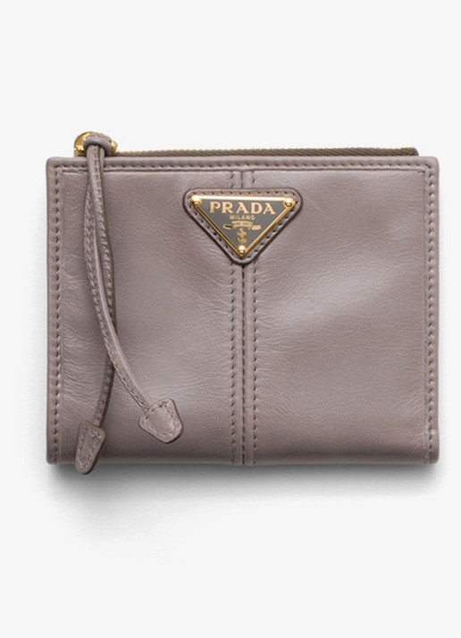 Prada Small portemonnee van kalfsleer - voorkant 3 taupe