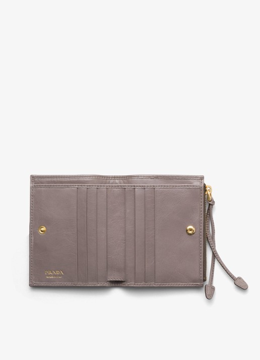 Prada Small portemonnee van kalfsleer - voorkant 4 taupe