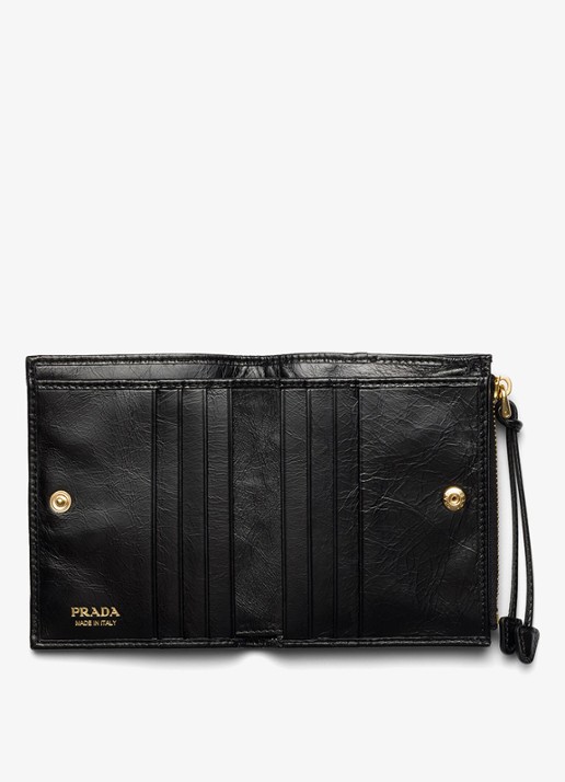Prada Small portemonnee van kalfsleer - voorkant 2 zwart