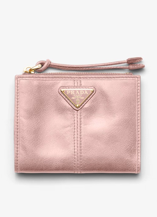 Prada Small portemonnee van kalfsleer - voorkant 3 oudroze