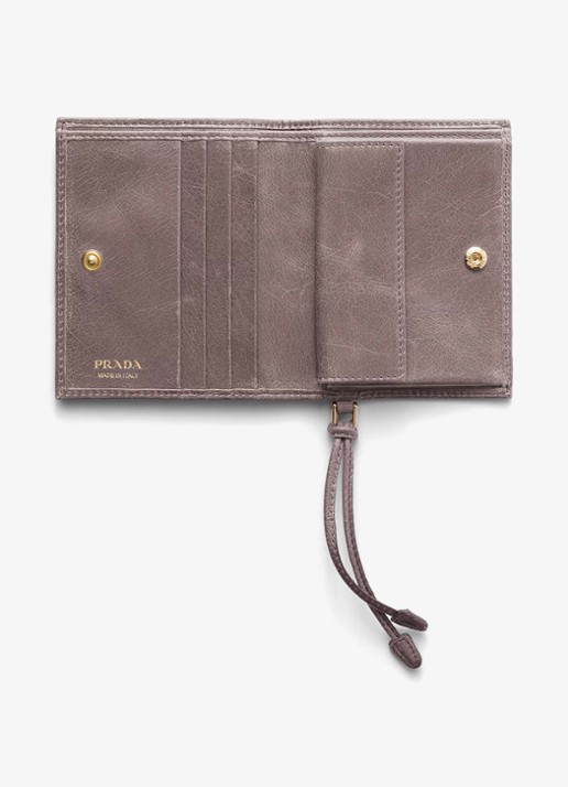 Prada Small portemonnee van kalfsleer - voorkant 2 taupe
