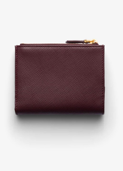 Prada Small portemonnee van kalfsleer - achterkant bordeauxrood