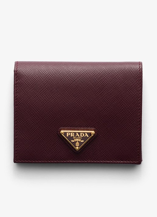 Prada Small portemonnee van kalfsleer  - voorkant 2 bordeauxrood