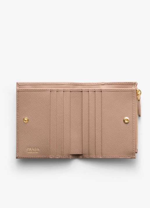 Prada Small portemonnee van kalfsleer - voorkant 2 beige