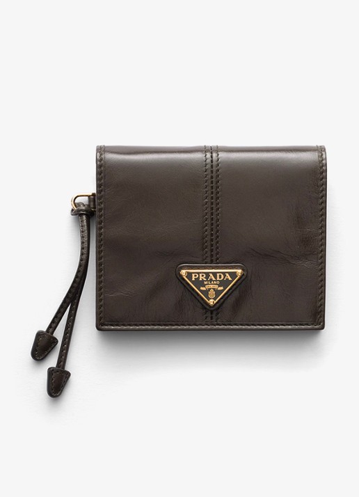 Prada Small portemonnee van kalfsleer - voorkant groen
