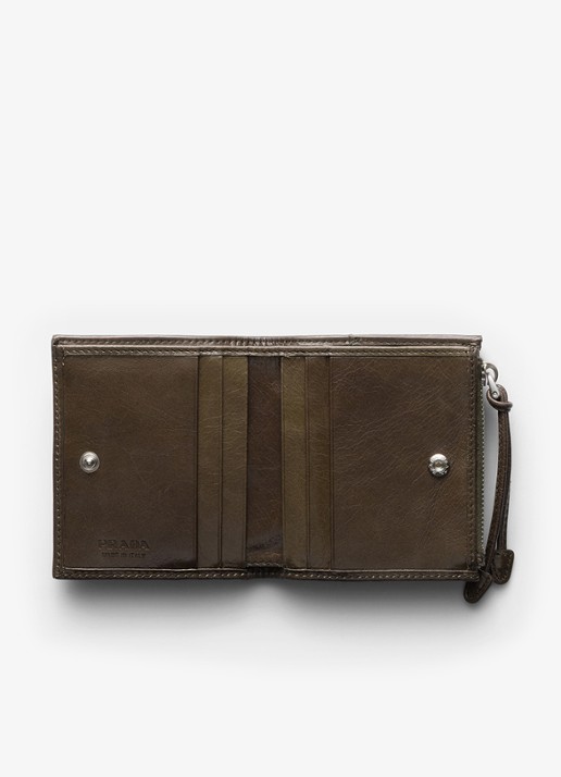 Prada Small portemonnee van kalfsleer - voorkant 3 bronsgroen