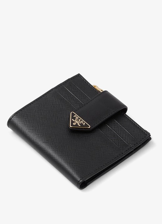 Prada Small portemonnee van leer - detail zwart