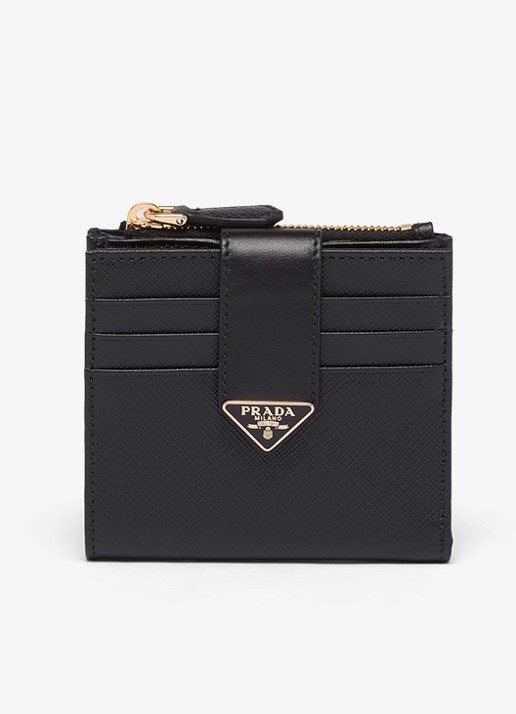 Prada Small portemonnee van leer - voorkant 4 zwart