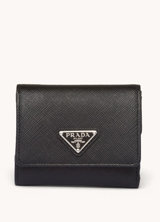 Prada Small portemonnee van leer - voorkant zwart