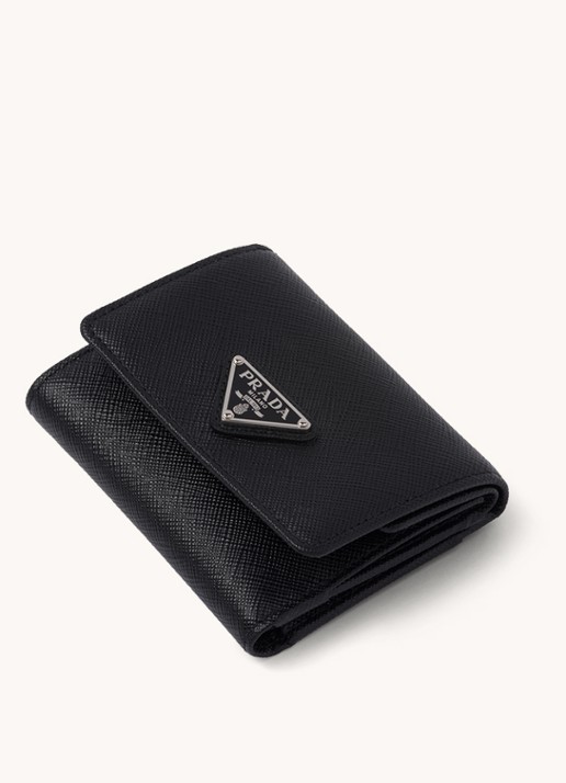 Prada Small portemonnee van leer - voorkant 2 zwart