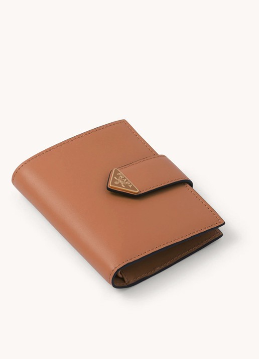Prada Small portemonnee van leer - achterkant roestbruin