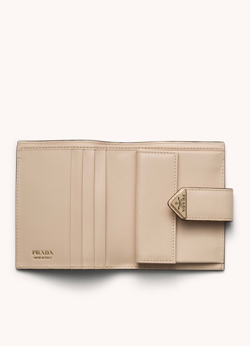 Prada Small portemonnee van leer - voorkant 2 gebroken wit