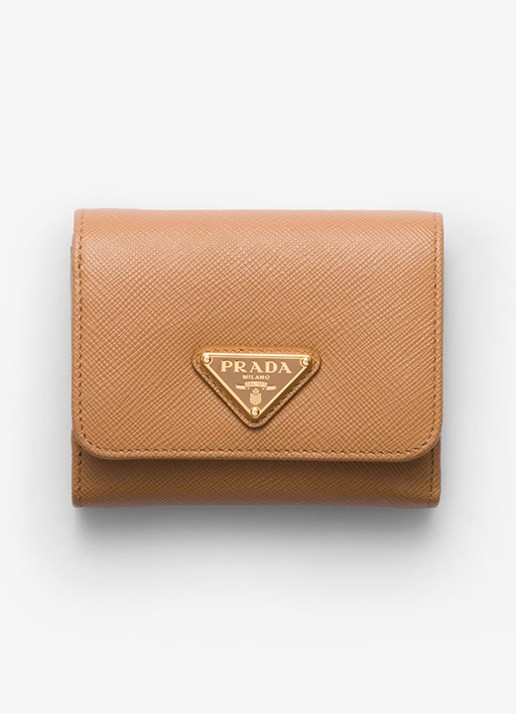 Prada Small portemonnee van leer - voorkant camel