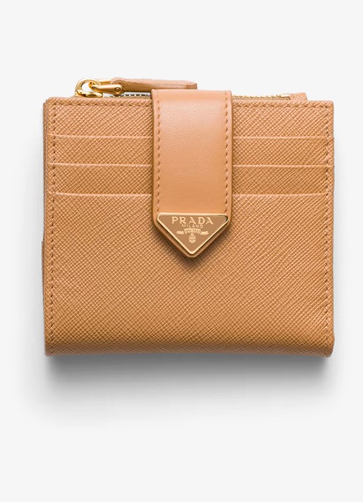 Prada Small portemonnee van leer - voorkant camel