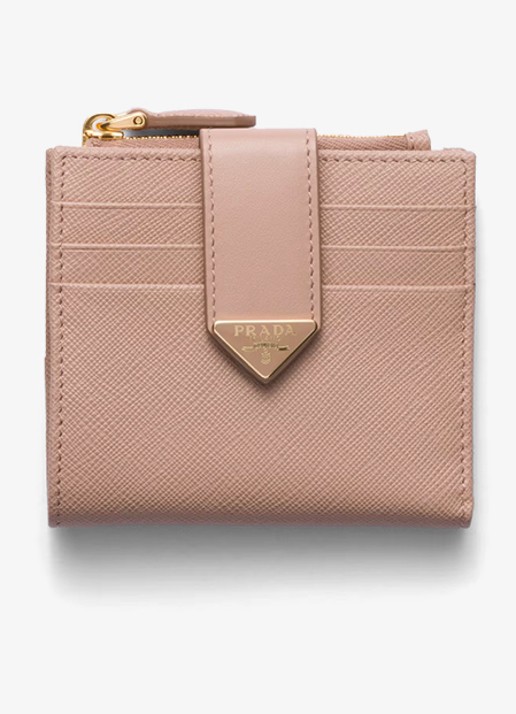 Prada Small portemonnee van leer - voorkant beige