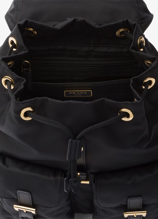 Prada Small Re-Nylon rugzak met logo - detail 5 diepzwart