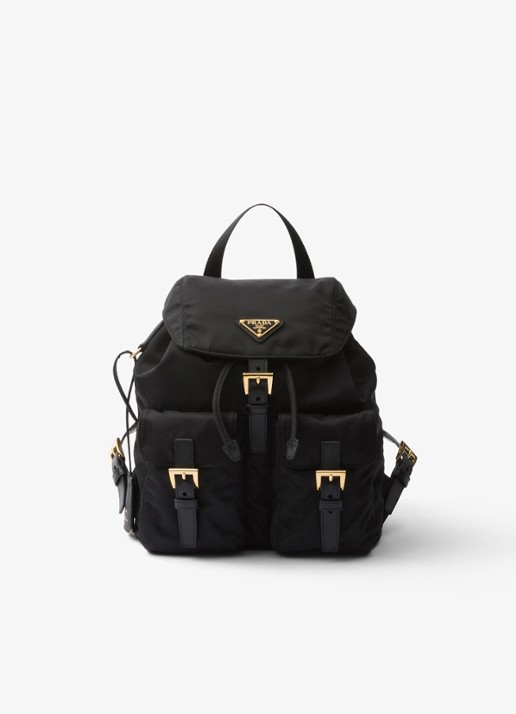 Prada Small Re-Nylon rugzak met logo - voorkant diepzwart