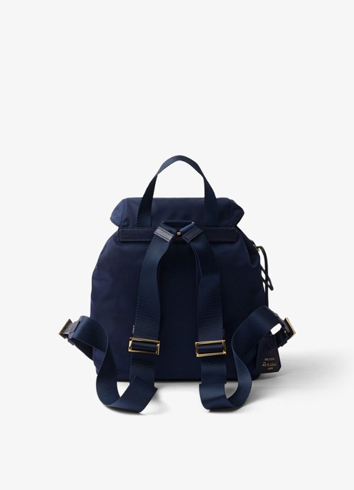 Prada Small Re-Nylon rugzak met logo - achterkant 3 donkerblauw