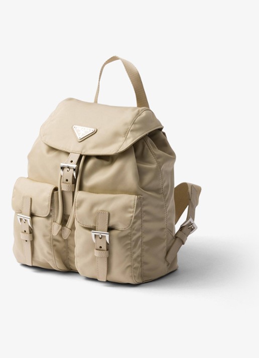 Prada Small Re-Nylon rugzak met logo - voorkant 4 beige