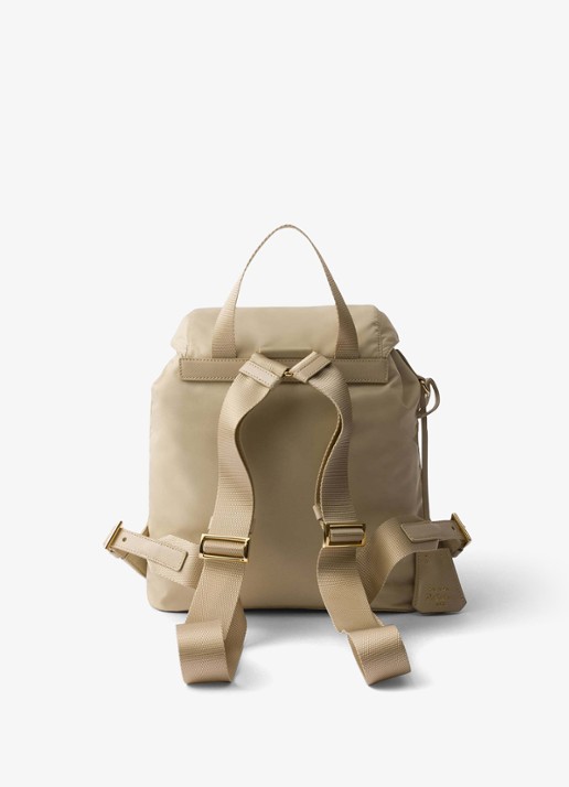 Prada Small Re-Nylon rugzak met logo - achterkant 2 beige
