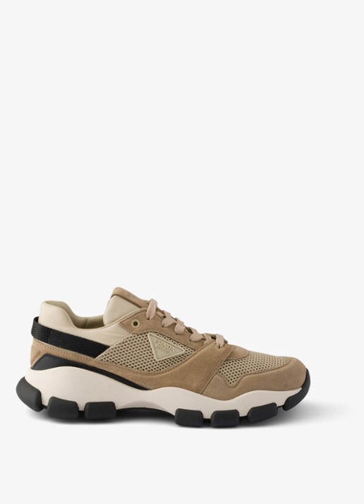 Prada Sneaker met suède details - voorkant beige