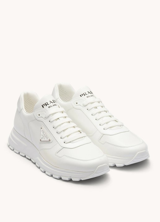 Prada Sneaker van leer met logo - voorkant wit