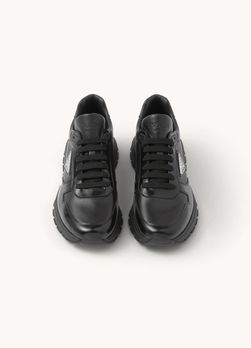 Prada Sneaker van leer met logo - detail 4 zwart