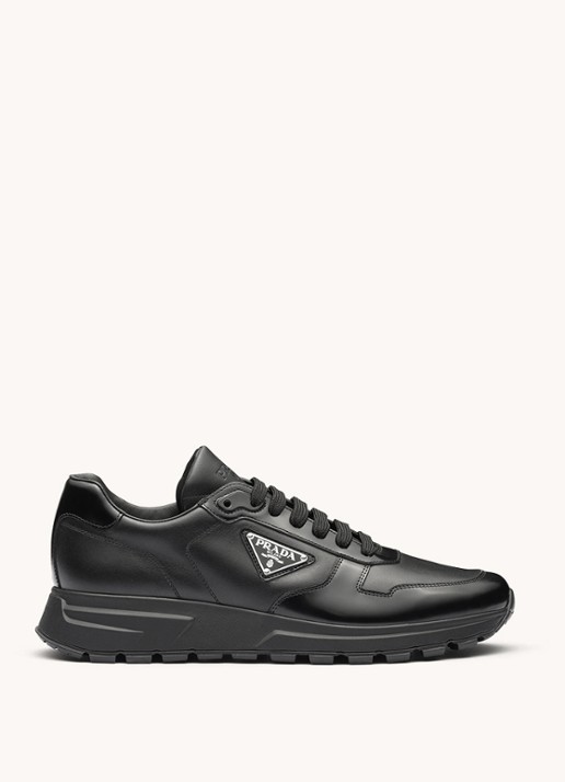Prada Sneaker van leer met logo - voorkant 2 zwart