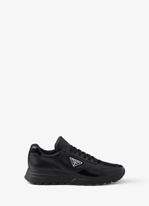 Prada Sneaker van leer met logo - voorkant 3 zwart
