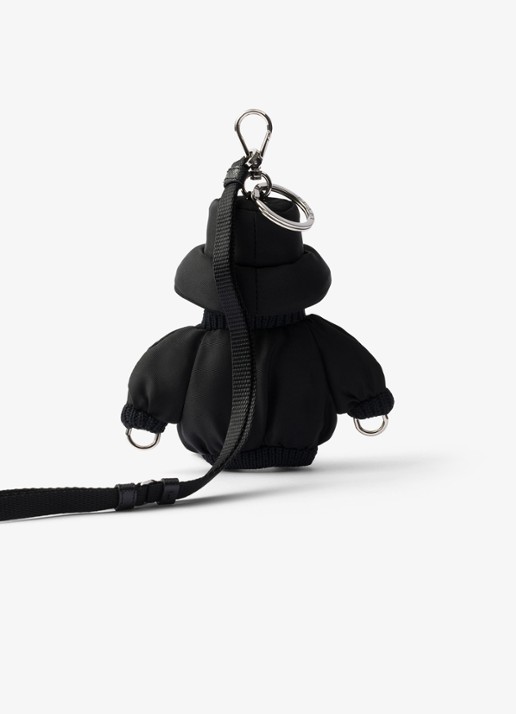 Prada Soft Robot Re-Nylon sleutelhanger met afneembaar koord - achterkant zwart