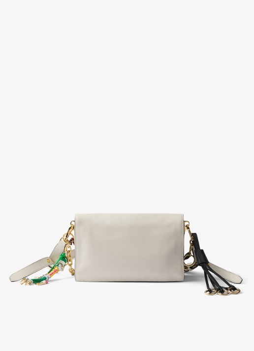Prada Soft Sound Small schoudertas van leer - achterkant 3 gebroken wit