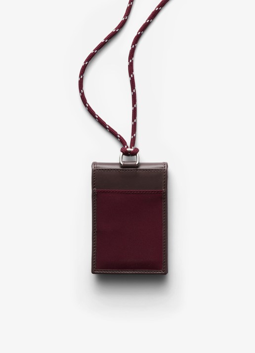 Prada Speedrock Re-Nylon pasjeshouder van leer met contrast - achterkant 4 bordeauxrood
