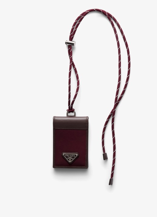 Prada Speedrock Re-Nylon pasjeshouder van leer met contrast